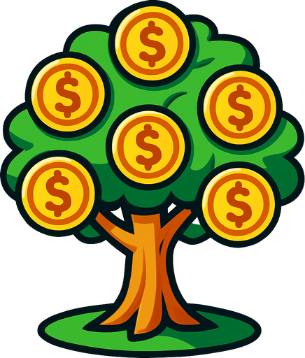 money tree.
In-Game asset.  2d.  High contrast.  No shadows