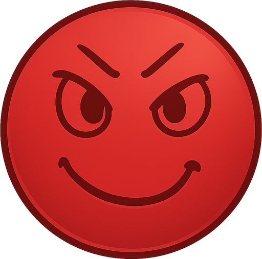 red angry emoji. use shiny color. No background. Transparent background. Blank background. No shadows. 2d. In-Game asset. flat