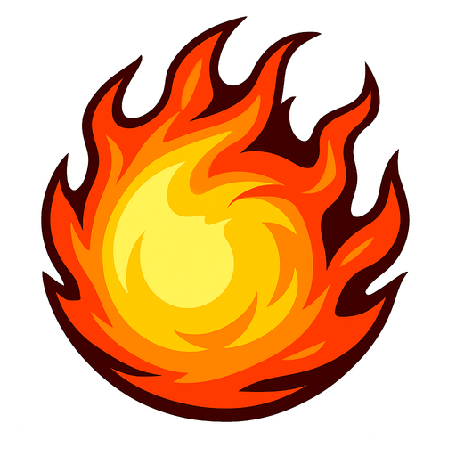 round Fire ball.
In-Game asset.  2d.  High contrast.  No shadows