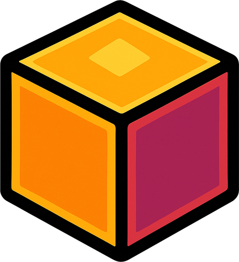 cube.
In-Game asset.  2d.  High contrast.  No shadows