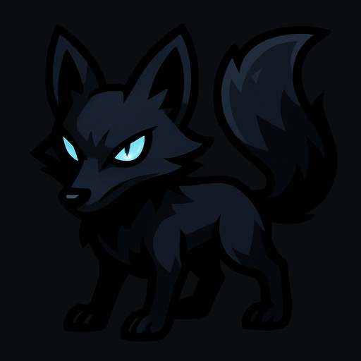 karanlık tilki.
In-Game asset.  2d.  High contrast.  No shadows