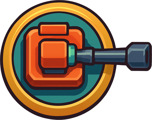 Crea la Torre Sniper en un estilo 2D renderizado, limpio y cartoonish, con contornos claros y definidos, colores vibrantes con transiciones suaves, y sombreado que da volumen a sus superficies superiores.
La perspectiva debe ser VISTA CENITAL (totalmente desde arriba). Esto significa que la torre se verá como si estuviera siendo observada directamente desde arriba, con los detalles de su parte superior siendo prominentes.
La base de la torre debe ser circular para permitir un movimiento de cañón cómodo. El cañón largo debe estar claramente orientado hacia la DERECHA.
La torre debe tener un perfil bajo y la menor cantidad de relieve vertical posible, especialmente en su base, para facilitar una rotación fluida en la animación. El cañón puede sobresalir, pero la base debe ser compacta..
In-Game asset.  2d.  High contrast.  No shadows