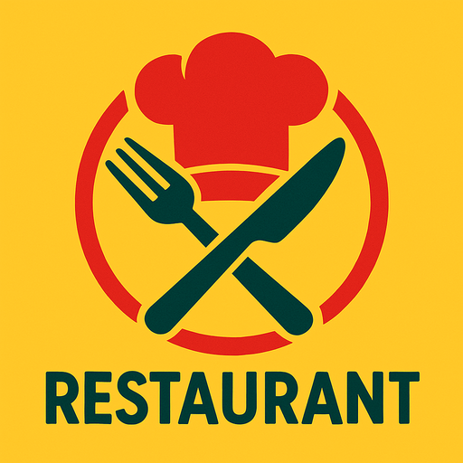 Restoran logosu.
In-Game asset.  2d.  High contrast.  No shadows