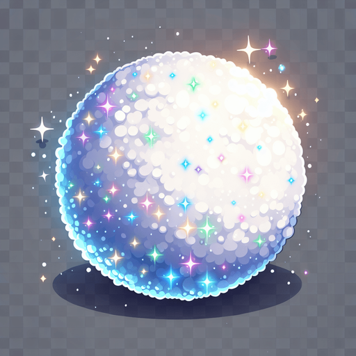 a snowball with magical powder, cartoon Single Game Texture. In-Game asset. 2d. Blank background. High contrast. No shadows.