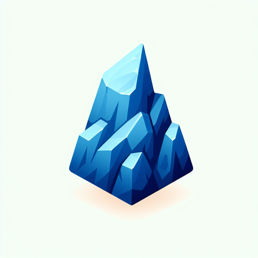 A peaked blue rock. Cartoon style..
Single Game Texture.  In-Game asset.  2d.  Blank background.  High contrast.  No shadows