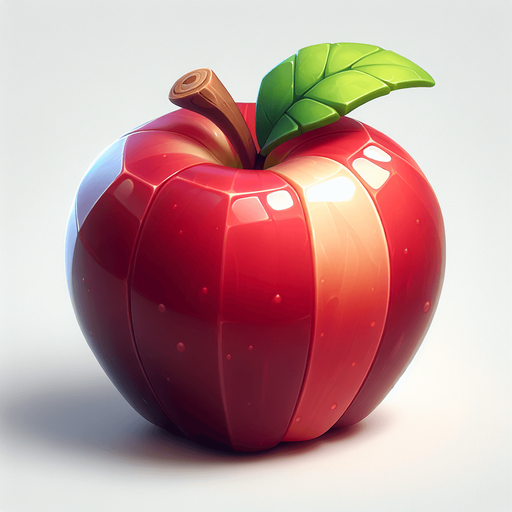 An apple in a rts style Single Game Texture. In-Game asset. 2d. Blank background. High contrast. No shadows.