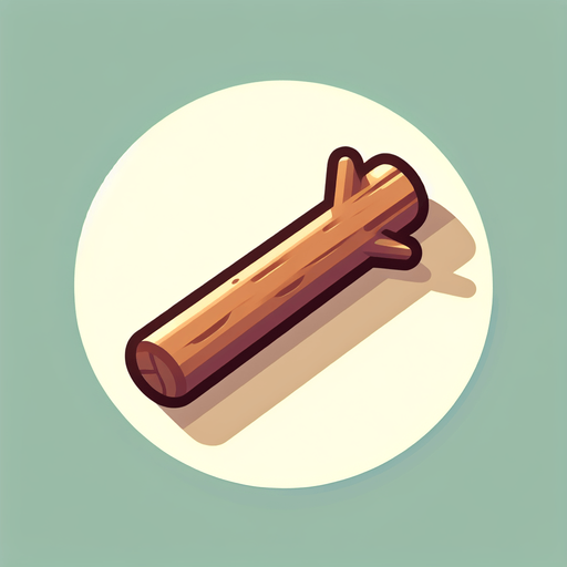 one wooden sticks.
Single Game Texture. In-Game asset. 2d. Blank background. High contrast. No shadows.