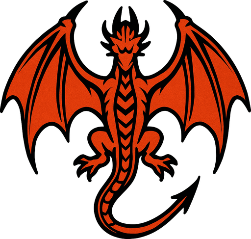 A dragon from top down view.
In-Game asset.  2d.  High contrast.  No shadows