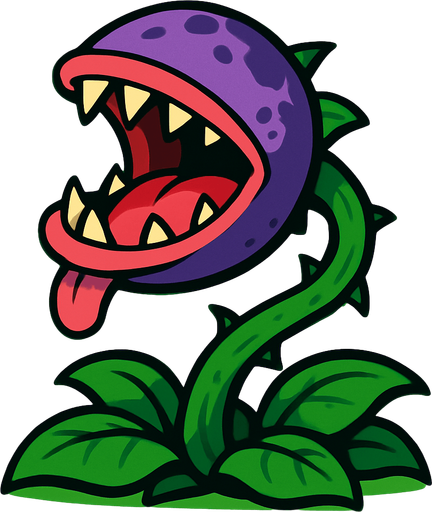 A background, this picture of a flash eating plant Not eating flesh at least not yet.
In-Game asset.  2d.  High contrast.  No shadows