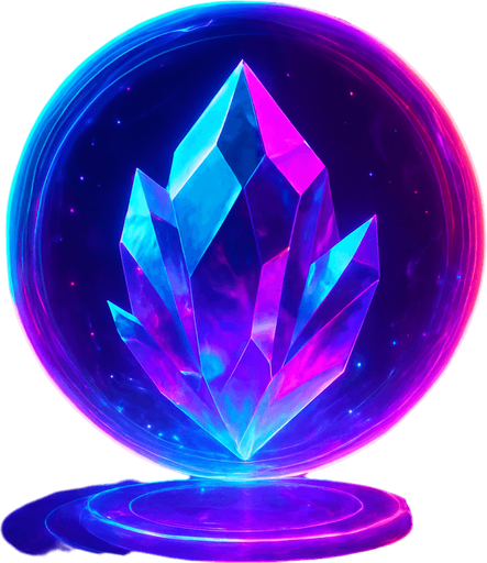 Neon cyberpunk 3d magical glowing crystal gemstone hologram orb sphere