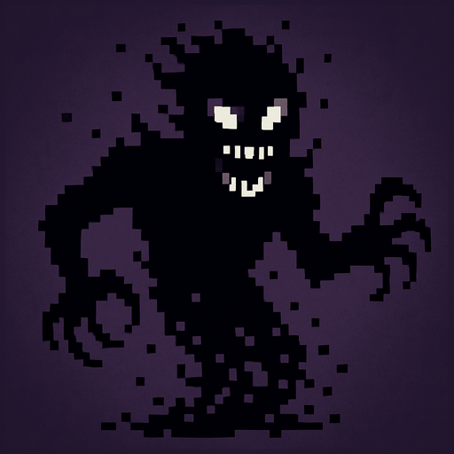 sombra de pixeles que de miedo.
In-Game asset.  2d.  High contrast.  No shadows