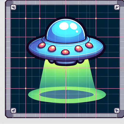 a goofy ufo.
Single Game Texture.  In-Game asset.  2d.  Blank background.  High contrast.  No shadows