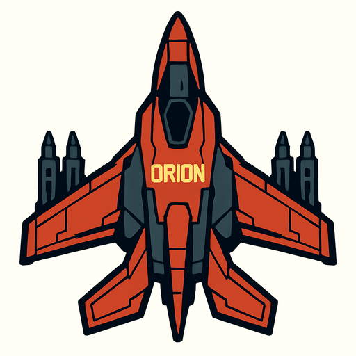 A Orion fighter UAV..
In-Game asset.  2d.  High contrast.  No shadows. Top down view