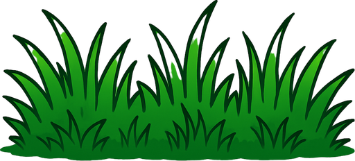 Makeup green colour background in the background and grass.
In-Game asset.  2d.  High contrast.  No shadows