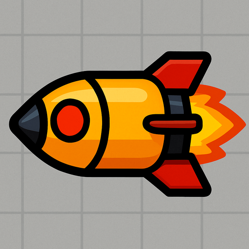 jetpack joyride style missile, horizontally facing left.
In-Game asset.  2d.  High contrast.  No shadows