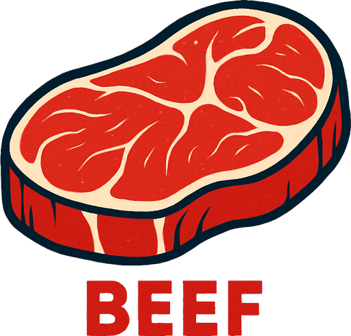 beef.
2d.  High contrast.  No shadows