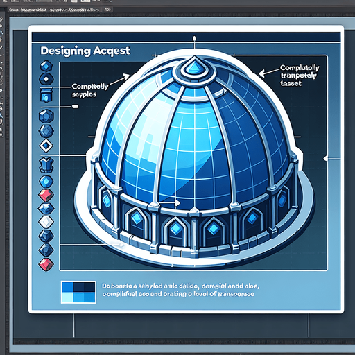 A blue transparent dome type shield. Simple graphics. Low details.
Single Game Texture. In-Game asset. 2d. Blank background. High contrast. No shadows.