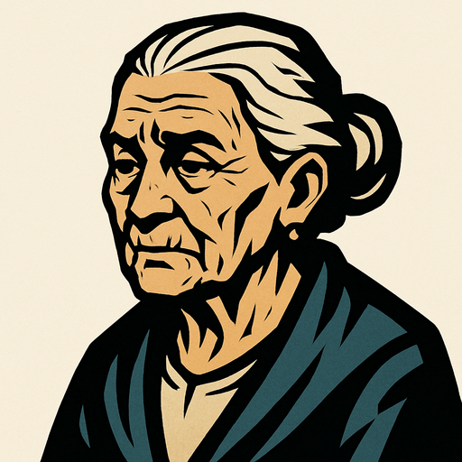 old woman.
In-Game asset.  2d.  High contrast.  No shadows