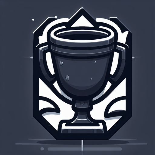 Black and white trophy. Cartoon. Pictogram
Single Game Texture.  In-Game asset.  2d.  Blank background.  High contrast.  No shadows