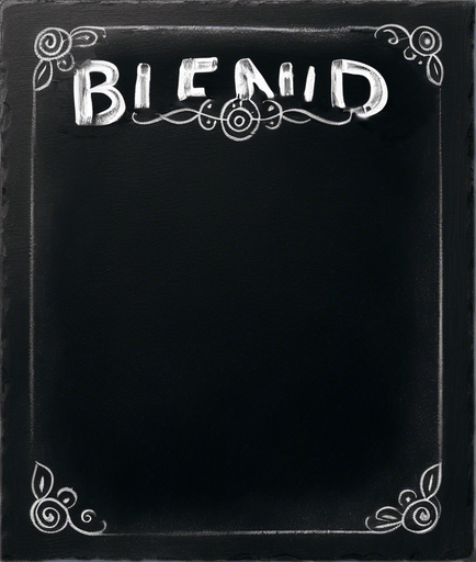 Text "NOVICE BLEND" in chalk, handwritten