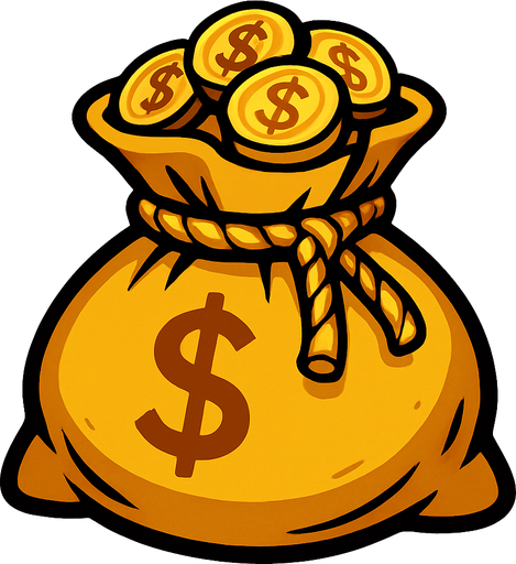 altın kesesi.
In-Game asset.  2d.  High contrast.  No shadows