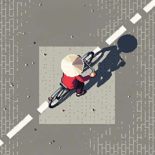 vietnamese on a bike, top down, from above, flat, 8 bit art, pixel art,
Single Game Texture. In-Game asset. 2d. Blank background. High contrast. No shadows.