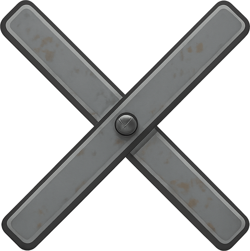 çarpı şeklinde demir. No background. Transparent background. Blank background. No shadows. 2d. In-Game asset. flat
