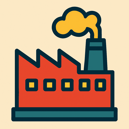 Factory.
In-Game asset.  2d.  High contrast.  No shadows