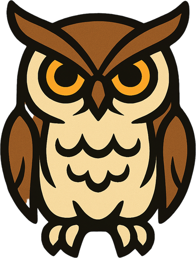Owl Image with wooden background.
In-Game asset.  2d.  High contrast.  No shadows