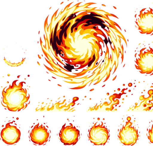 Circular Fire particle. Sprite Sheet.