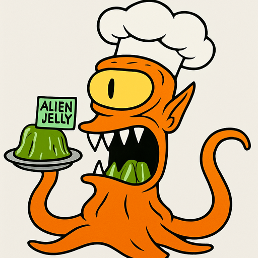 Make my character orange, have a chef's hat and make him hold some Alien Jelly