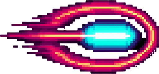 Eliptic neon laser bullet.
In-Game asset.  2d.  High contrast.  No shadows. Pixel