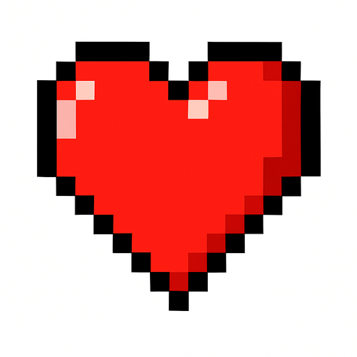 pixel heart.
In-Game asset.  2d.  High contrast.  No shadows