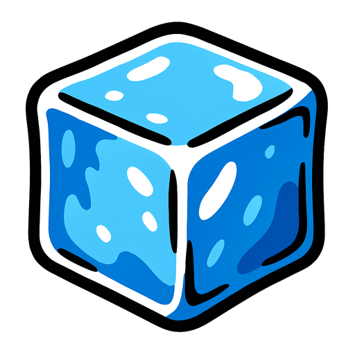 Cubito de hielo.
In-Game asset.  2d.  High contrast.  No shadows