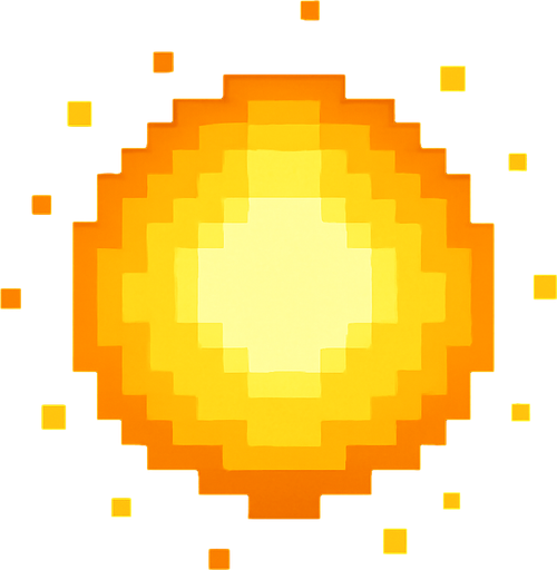 bola de luz de pixeles.
In-Game asset.  2d.  High contrast.  No shadows