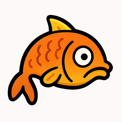 Floppy Fish.
Single Game Texture.  In-Game asset.  2d.  Blank background.  High contrast.  No shadows
