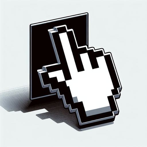 курсор, указывающий палец руки.
Single Game Texture. In-Game asset. 2d. Blank background. High contrast. No shadows.