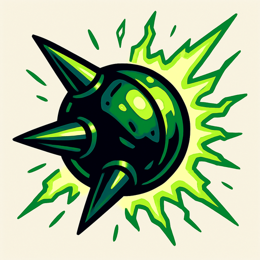 Alien spherical bullet with spikes emanating energy.
In-Game asset.  2d.  High contrast.  No shadows