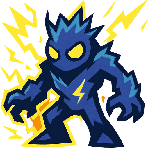 make creature image for electrical elemental name is voltix but dont write name on image.
In-Game asset.  2d.  High contrast.  No shadows