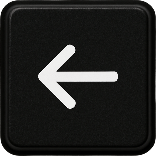 BLACK BACKSPACE BUTTON BUT JUST THE BACKWARD ARROW. FRONT VIEW