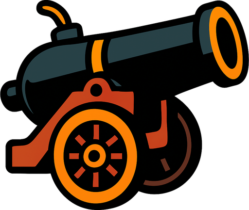 cannon.
In-Game asset.  2d.  High contrast.  No shadows