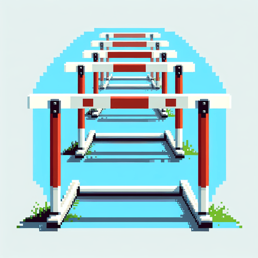 a single olympic hurdle. seen from the front. pixelated. 8 bit.
Single Game Texture. In-Game asset. 2d. Blank background. High contrast. No shadows.