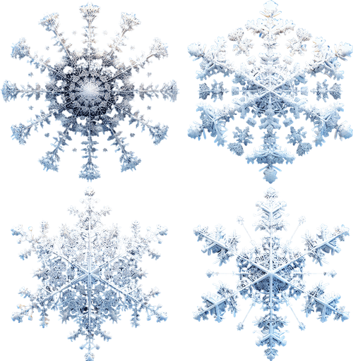 Photorealistic snowflakes.
Single Game Texture. In-Game asset. 2d. Blank background. High contrast. No shadows.