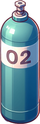 oxygen cylinder with O2 symbol
Single Game Texture.  In-Game asset.  2d.  Blank background.  High contrast.  No shadows
