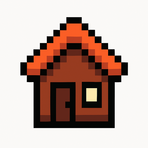 make a house 2d pixel symbol make it good.
In-Game asset.  2d.  High contrast.  No shadows