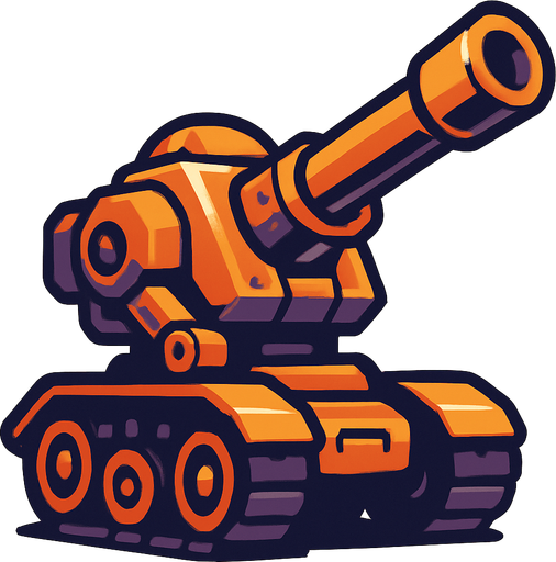 artilleryBot.
In-Game asset.  2d.  High contrast.  No shadows