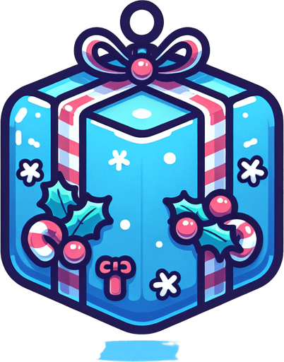 Perfectly square blue Christmas decoration. Cartoon. Cute art style