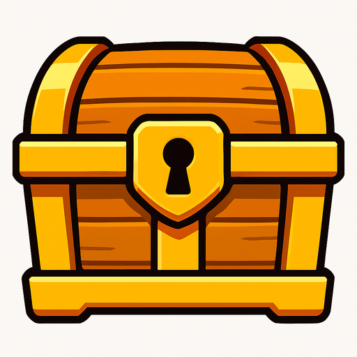 Front of treasure chest.
In-Game asset.  2d.  High contrast.  No shadows