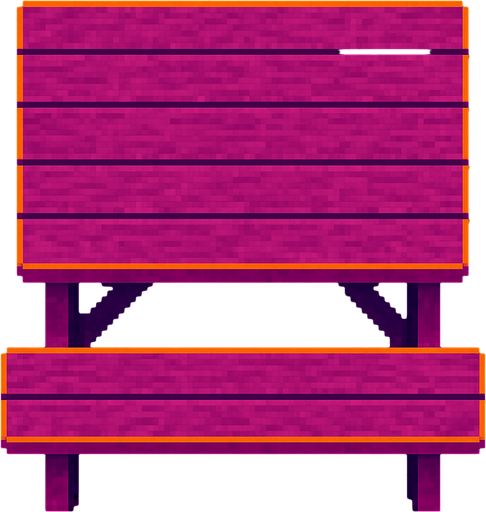 A outdoor wooden picnic bench. Top down view. Squared up.