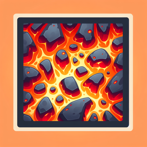 Лава мультяшная вид сверху плоская.
Single Game Texture. In-Game asset. Blank background. High contrast. No shadows.